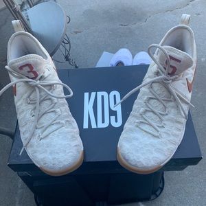 Nike KD9 Cream and Orange Athletic Shoes